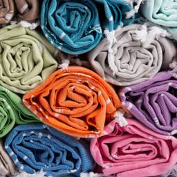 Blue Turkish Cotton Beach Towel Lightweight Peshtemal - thumbnail 4