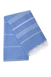 Blue Turkish Cotton Beach Towel Lightweight Peshtemal