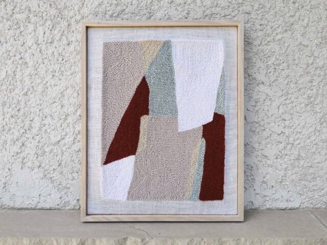 Framed Punch Needle Wall Art Geometric Fiber Artwork - 17x21 - image 1