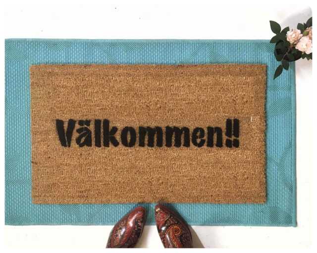 V??lkommen Doormat, Swedish Welcome Mat, Scandinavian Style - image 1