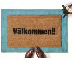 V??lkommen Doormat, Swedish Welcome Mat, Scandinavian Style - thumbnail 1