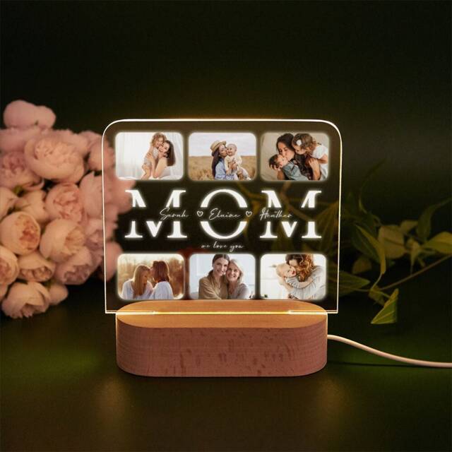 Personalized Photo Night Light, Custom Collage Led Light, Mother's Day Gift, Mum Gifts From Daughter, Best Mom Ever, Birthday Gift For Her - image 1