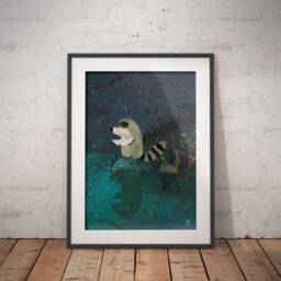 The Raccon & The Boat Print - Print 21x30 Fantasy Illustration Art Wall Decor Magical Illustrations Nursery - thumbnail 3