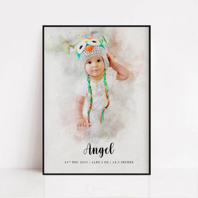 Personalised Portrait For Baby, Baby Shower Gift, Gift New Parents, Mothers Day Keepsake, Mom & Art, Mom, Nursery Print - image 1