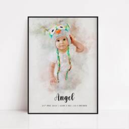 Personalised Portrait For Baby, Baby Shower Gift, Gift New Parents, Mothers Day Keepsake, Mom & Art, Mom, Nursery Print - thumbnail 1