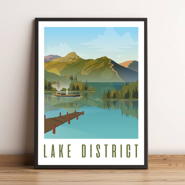 Lake District Travel Poster Art Wall Print
