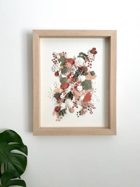 Peach Coral Reef - Coastal Artwork Modern Colourful Art Textured Wall Framed Contemporary Canvas Beach House Decor - image 1