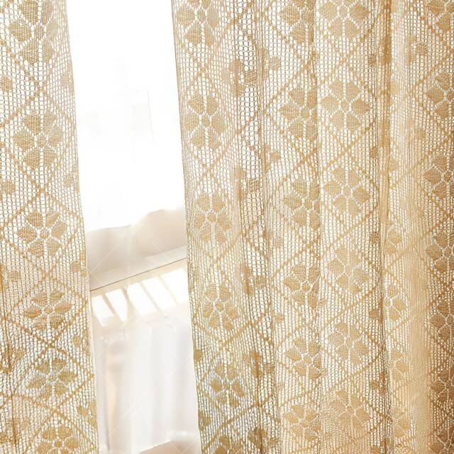 Farmhouse Crochet Curtain Bohemian Sheer Window Treatment - image 1