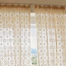 Farmhouse Crochet Curtain Bohemian Sheer Window Treatment - thumbnail 3