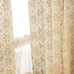 Farmhouse Crochet Curtain Bohemian Sheer Window Treatment - thumbnail 1