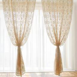 Farmhouse Crochet Curtain Bohemian Sheer Window Treatment - thumbnail 4