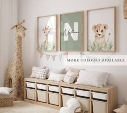 Set Of 3 Safari Animal Nursery Prints Kids Bedroom Decor, Jungle Playroom Decor - thumbnail 1