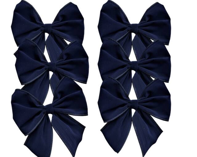 Luxury Navy Velvet Tie On Christmas Tree Bows 6 - image 1