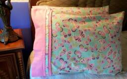 Pair Of Cotton Flannel Queen Pillowcases With Butterflies. Care. 2 Trim Options. All Hand Made. 100% Cotton. Usa. Ships Free in The - thumbnail 1