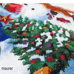 Personalised Christmas Stocking With Embroidered Snowman Mantelpiece Decor Family Custom Cross Stitch Made To Order - thumbnail 3