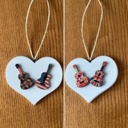 Guitar Hanging Heart Decoration, Rock & Roll Gift, Music Lovers Guitar Birthday Guitar, Gift For Guitarist, Musician - thumbnail 1