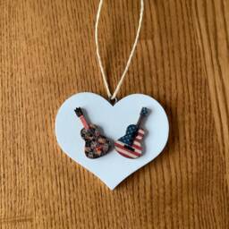 Guitar Hanging Heart Decoration, Rock & Roll Gift, Music Lovers Guitar Birthday Guitar, Gift For Guitarist, Musician - thumbnail 3