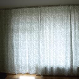Curtain Panel White Abstract Roses Flowers Scandinavian Decor Cafe Curtain Kitchen Valance , Also Runner Napkins Available, Great Gift - thumbnail 2