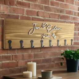 Large Key Holder With Eight Hooks, Keys Or Fully Personalisable, New Home, Couples Gift, Family Name - thumbnail 3