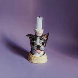 Your Dog As A Ceramic Candle Holder Unique Holder For Taper Candles - thumbnail 2