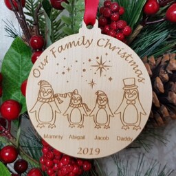 Penguin Family Christmas Tree Hanger, Decoration, Stocking Filler For Her, New Parents, Grandparents, Keepsake Bauble - thumbnail 3