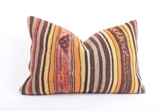 Vintage Turkish Kilim Pillow Cover Handmade Wool, 16x24 - image 1