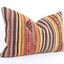 Vintage Turkish Kilim Pillow Cover Handmade Wool, 16x24 - thumbnail 3