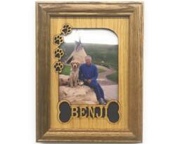 Personalized Dog Picture Frame With Oak - 5x7 Holds 4x6 Photo - thumbnail 1