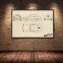 Classic Porsche 356/2 Gm??nd Cabriolet Blueprint Art Print - thumbnail 1