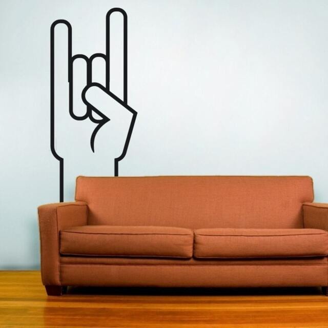 Rock Hand Vinyl Wall Decal - Heavy Metal Art - image 1
