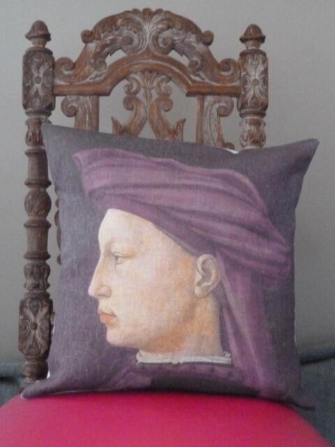 Vintage Medieval Portrait Of A Man On Linen Pillow Cover - image 1