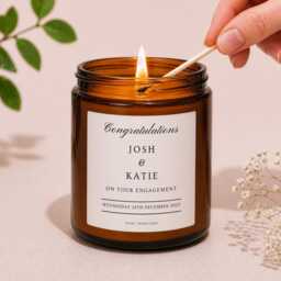 Personalised Engagement Candle Gift, Custom Names & Date For Couple, Gift Her Or Minimal Wedding - thumbnail 1