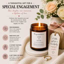 Personalised Engagement Candle Gift, Custom Names & Date For Couple, Gift Her Or Minimal Wedding - thumbnail 3