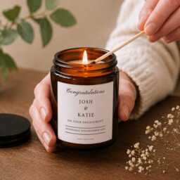Personalised Engagement Candle Gift, Custom Names & Date For Couple, Gift Her Or Minimal Wedding - thumbnail 2