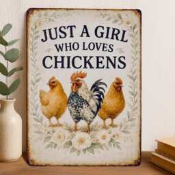 Tin Sign - Chicken Wall Art Rustic Farmhouse Decor Lover Gift For Women - thumbnail 1