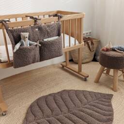 Faux Fur Leaf Playmat Mocha Mousse Baby Rug - thumbnail 2