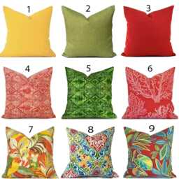 Outdoor Pillow Cover With Zippers, Easy To Use & Washable, Pick Your Favorite Red, Green & Yellow - thumbnail 1