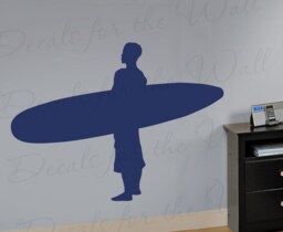 Surfer Wall Decal Vinyl Graphic Mural Silhouette Beach Kids Boy Room Nursery Playroom Sticker Art Decor Large Decoration Sign G45 - thumbnail 1