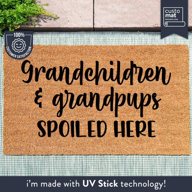 Grandchildren & Grandpups Spoiled Here - Grandkids & Doormat For Grandma Welcome Mat Grandparents - image 1