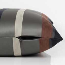 Satin Stripe Cushion Cover - Khaki Brown, Cream, Navy - Set Of 4 - Hidden Zip - thumbnail 3