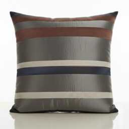 Satin Stripe Cushion Cover - Khaki Brown, Cream, Navy - Set Of 4 - Hidden Zip - thumbnail 4