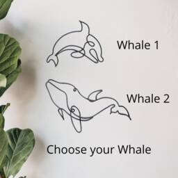 Metal Fish Whale Wall Art Decoration, Animal Nursery Wire Decor, Boys Room Bedroom Hangings Home Decor - thumbnail 2
