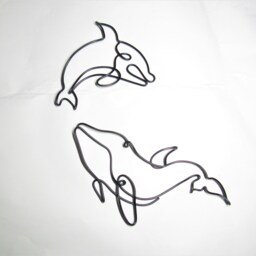 Metal Fish Whale Wall Art Decoration, Animal Nursery Wire Decor, Boys Room Bedroom Hangings Home Decor - thumbnail 3