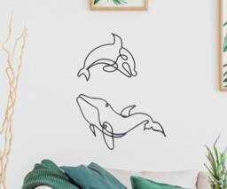 Metal Fish Whale Wall Art Decoration, Animal Nursery Wire Decor, Boys Room Bedroom Hangings Home Decor - thumbnail 1