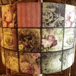 Shabby Chic Patchwork Lamp Shade French Cafe Floral Boudoir - thumbnail 3
