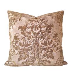 Throw Pillow Cushion Cover Fortuny Fabric Tortoise & Gold Dandolo Pattern - Made in Italy - thumbnail 1