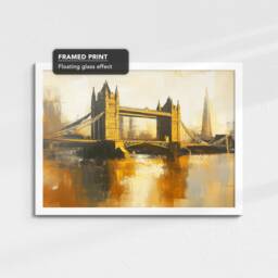 Tower Bridge Gold London City Landmark Abstract Oil Painting Framed Poster Print Or Canvas Wall Decor Art Bedroom Home Interior Gift - thumbnail 3