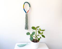 Organic Fiber Knot Wall Hanging, Tassel Knotted Rope Art, Decorative Wrapped Macrame Loop - thumbnail 1