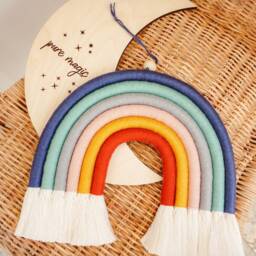 Vivid Retro Colors Macrame Rainbow Wall Hanging, Fiber Rainbow, Vibrant Nursery Art - thumbnail 2