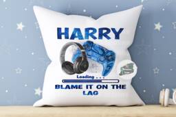 Personalised Gamer Cushion, Kids Gaming Room Decor - thumbnail 1